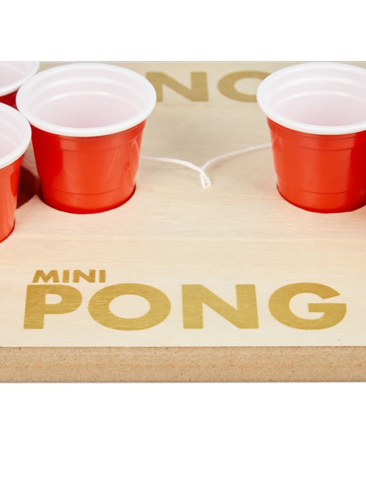 relaxdays Mini Beer Pong in Natur/Rot günstig kaufen onesize