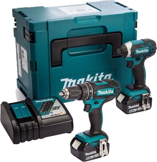 Makita DLX2131TJ – Akku-Schlagbohrschrauber DHP482 + Akku-Schlagschrauber DTD152, 18 V, 5,0 Ah Li-Ion-Akku