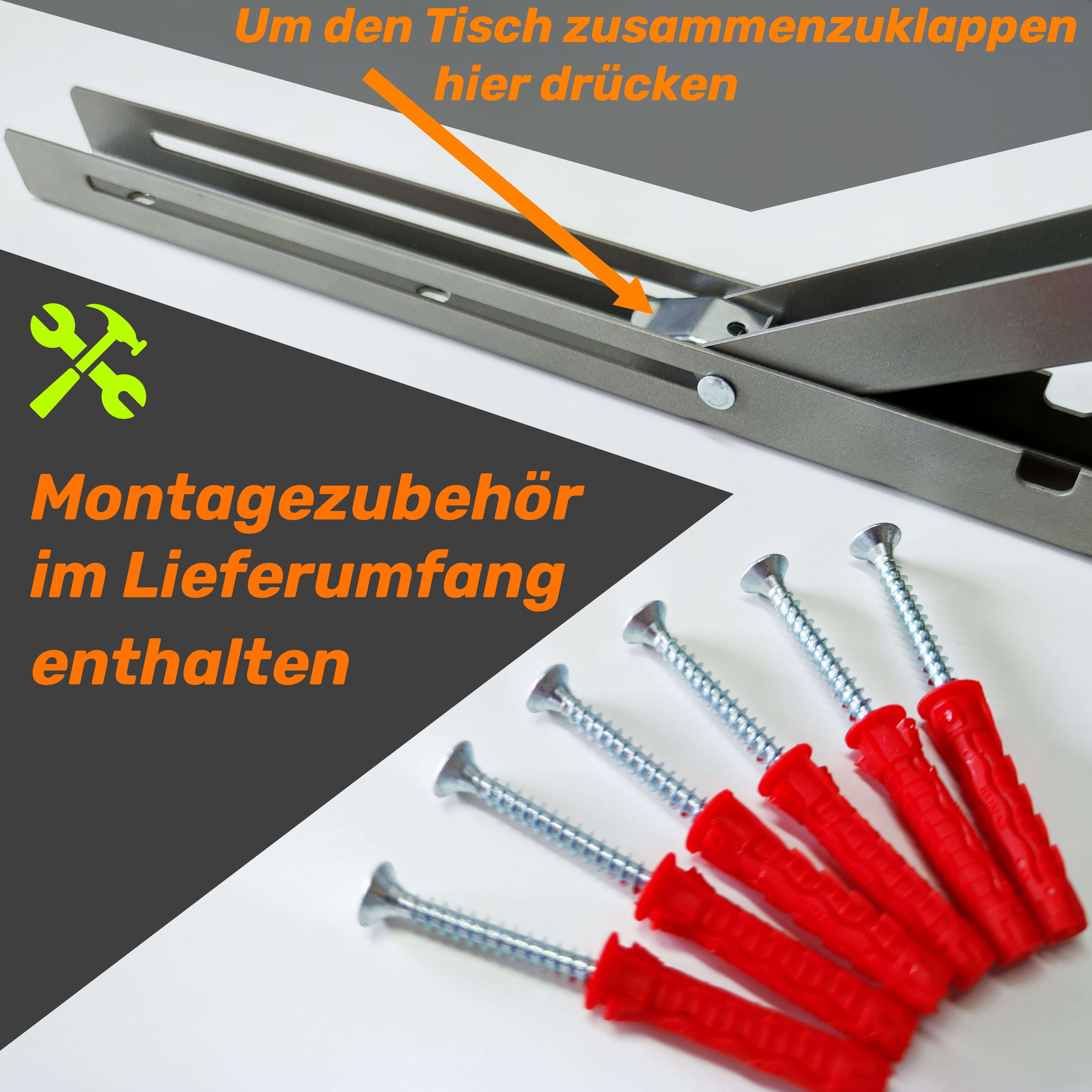 AKKE Klapptisch, Wandklapptisch Wandtisch Küchentisch Schreibtisch Hängetisch 2mm PVC