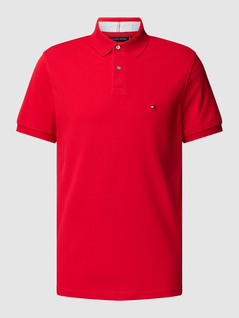 Poloshirt mit Logo-Stitching in rot