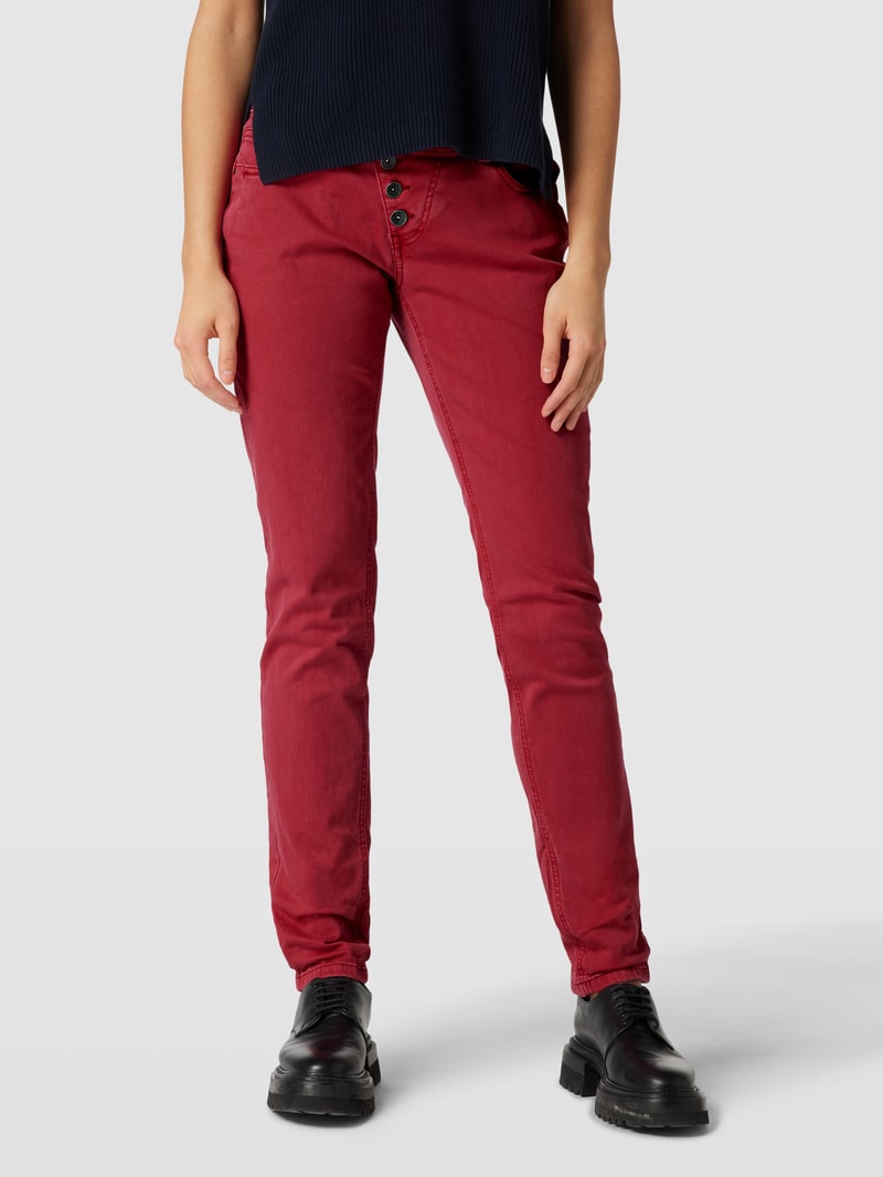 Jeans mit Label-Detail Modell 'MALIBU' in kirschrot