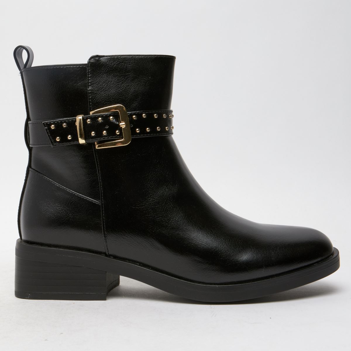 Schuh – Billie Hardwear – Svarta ankelboots med bred passform