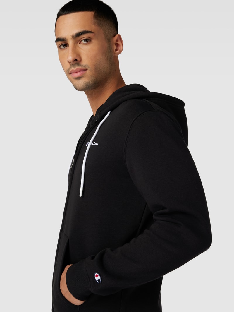 Sweatjacke mit Logo-Stitchings in schwarz