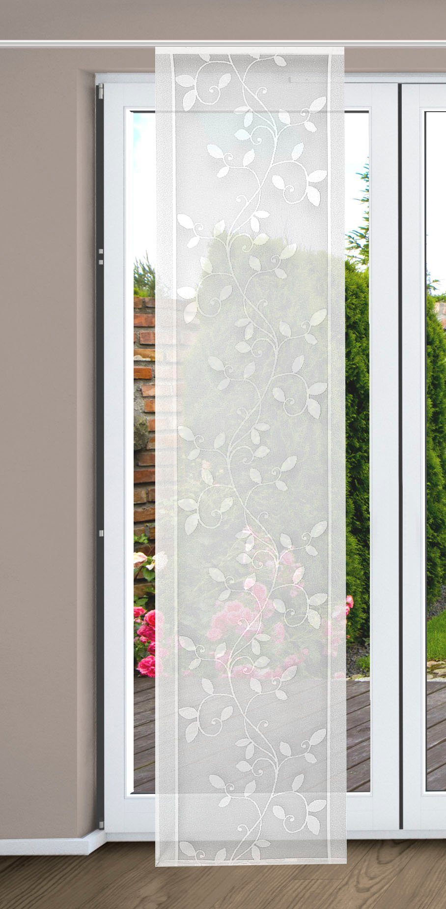 Schiebegardine RANUS, HOME WOHNIDEEN, Klettschiene (1 St), transparent, Wirkware, Schiebegardine RANUS Jacquard