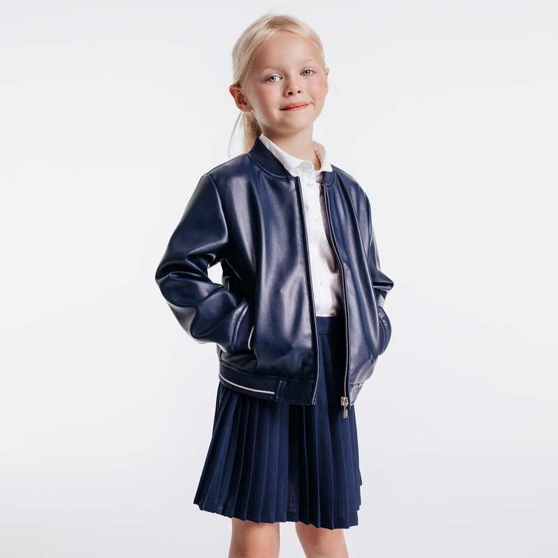 Blouson en faux cuir bleu fille