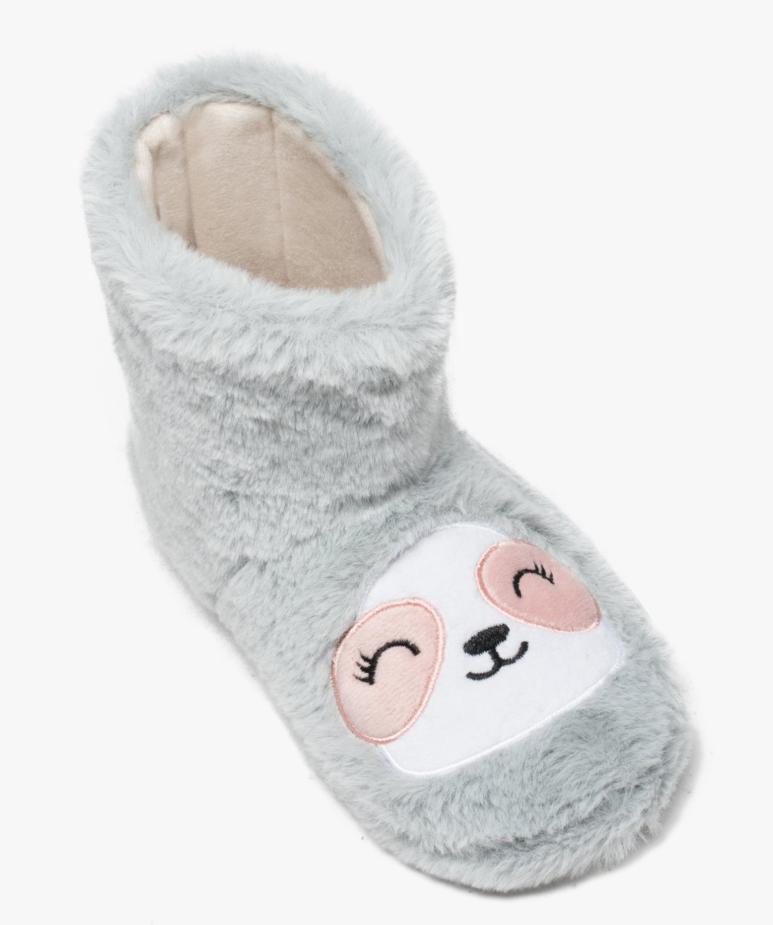 Chaussons fille boots brodés bébé phoque gris | GEMO