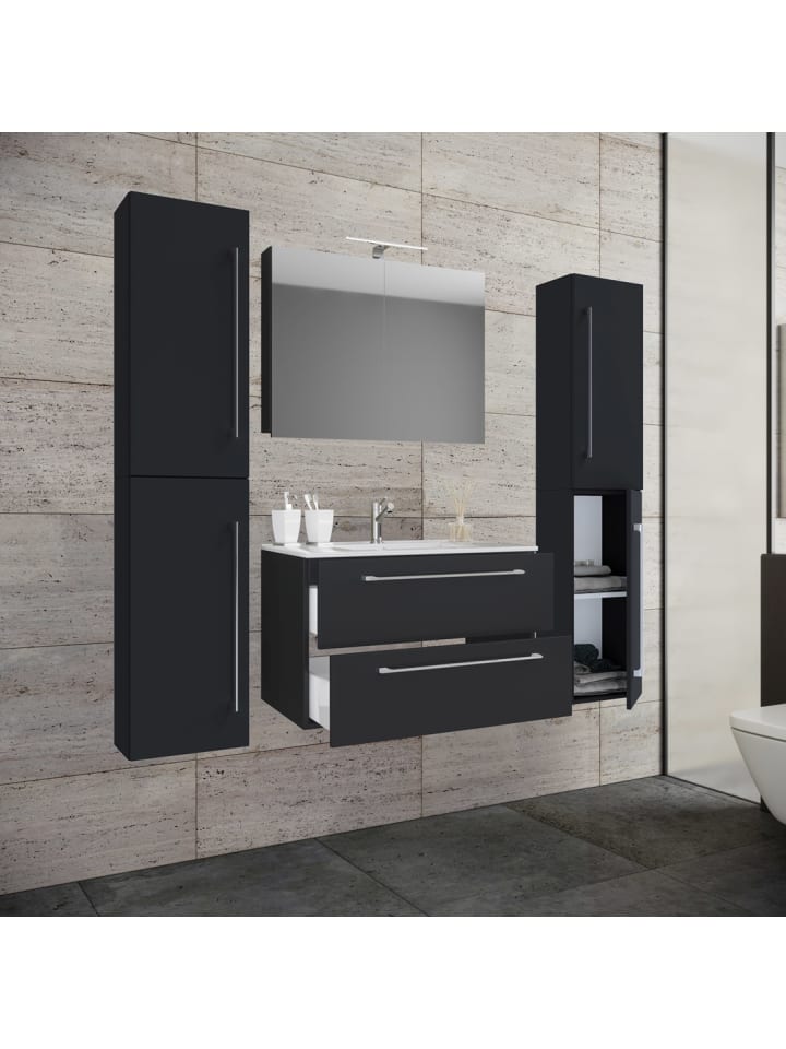 ebuy24 Spiegelschrank Badinos Schwarz 146 x 46 cm günstig kaufen onesize