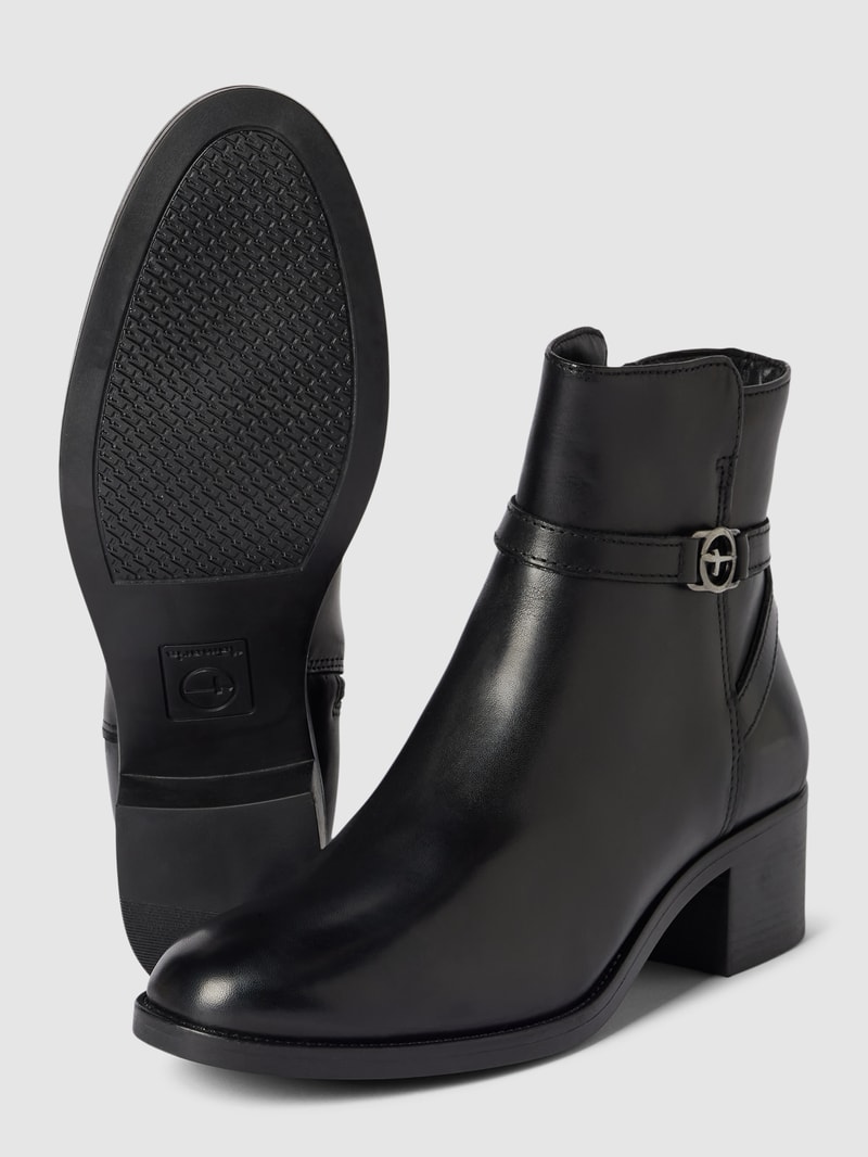 Stiefeletten aus Leder mit Label-Detail in schwarz