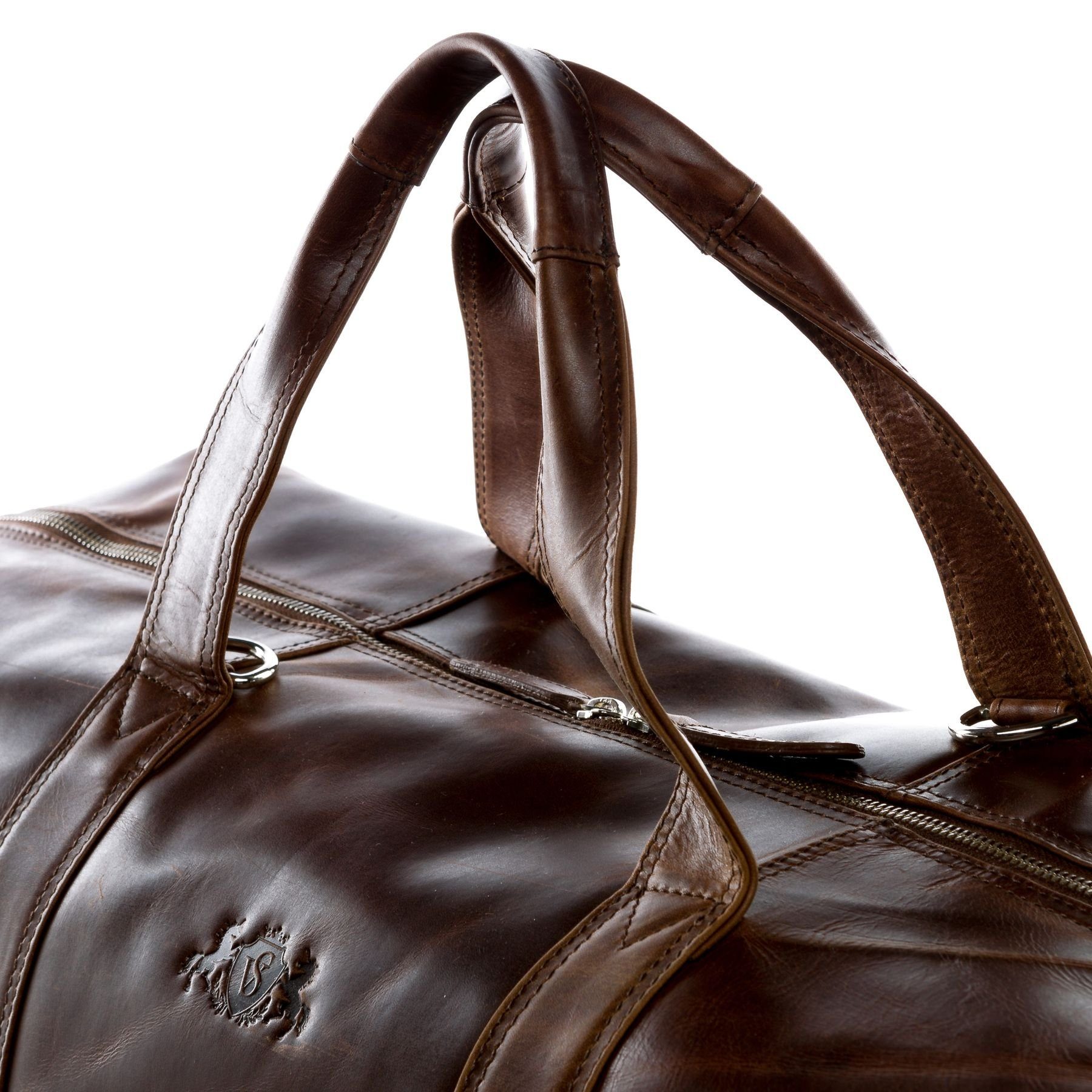 SID & VAIN Reisetasche Leder Weekender Unisex CHESTER, Echtleder Reisegepäck für Damen & Herren, Sporttasche XL braun-cognac