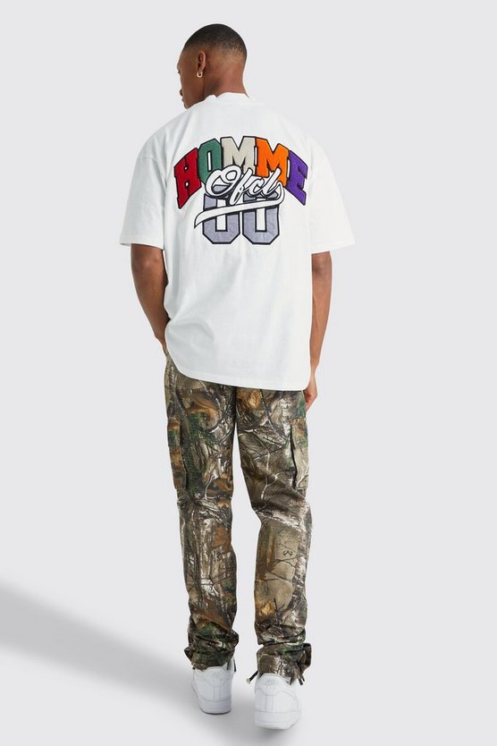 Oversize T-Shirt mit Homme Official Waschung und Applikation