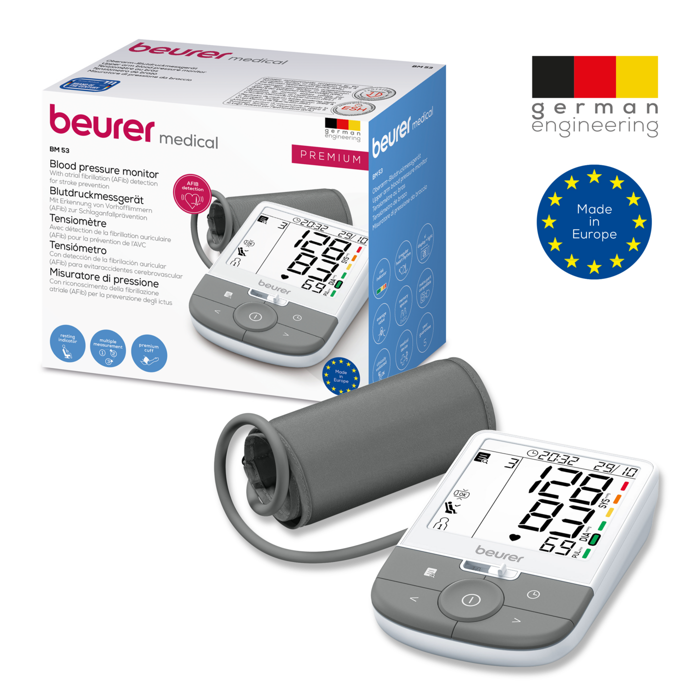Beurer Oberarm-Blutdruckmessgerät BM 53-Vollautomatische Blutdruck- und Pulsmessung mit erweiterter Arrhythmieerkennung
