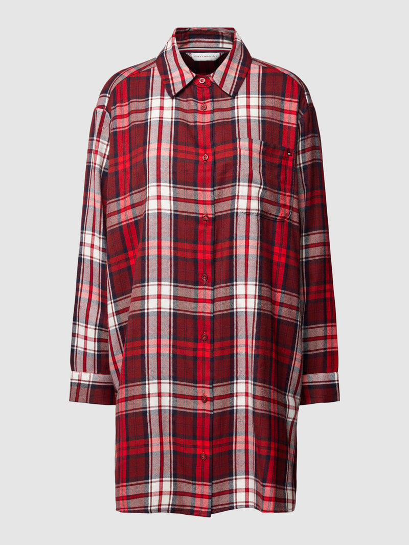 Nachthemd mit Tartan-Karo in bordeaux rot