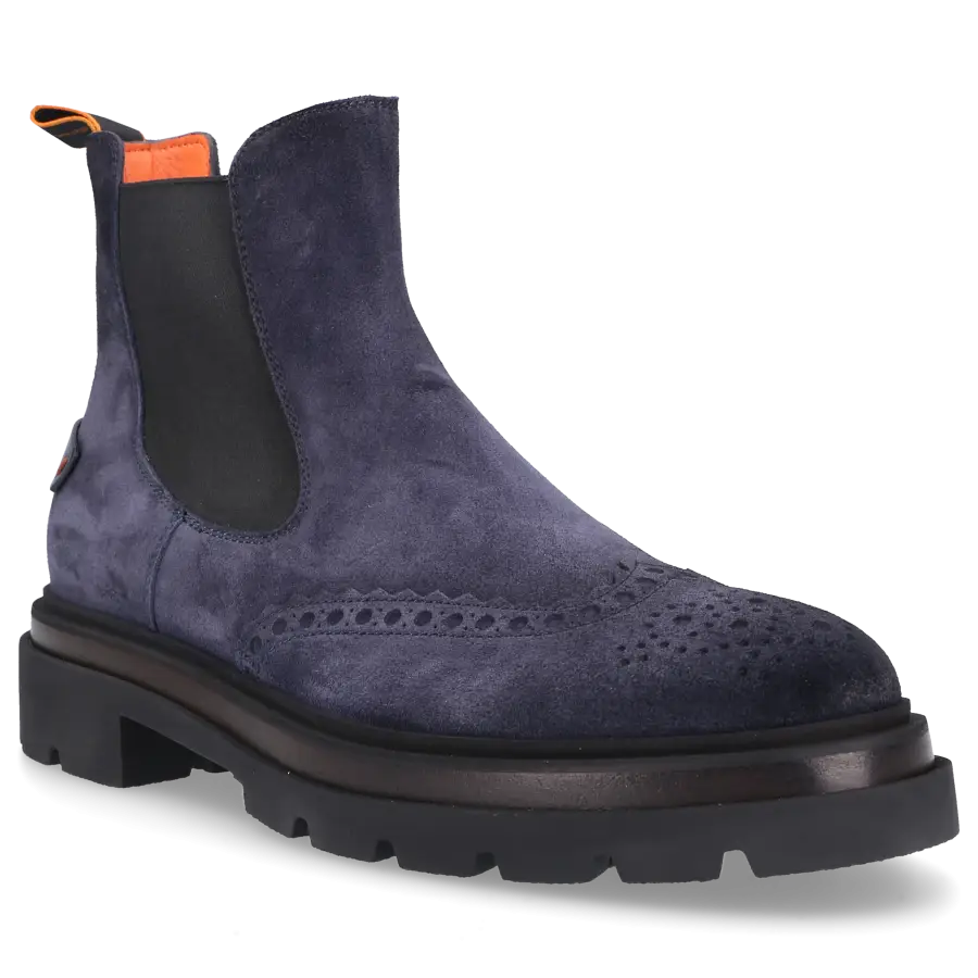 Santoni - Chelsea Boots 17701 Veloursleder - blau