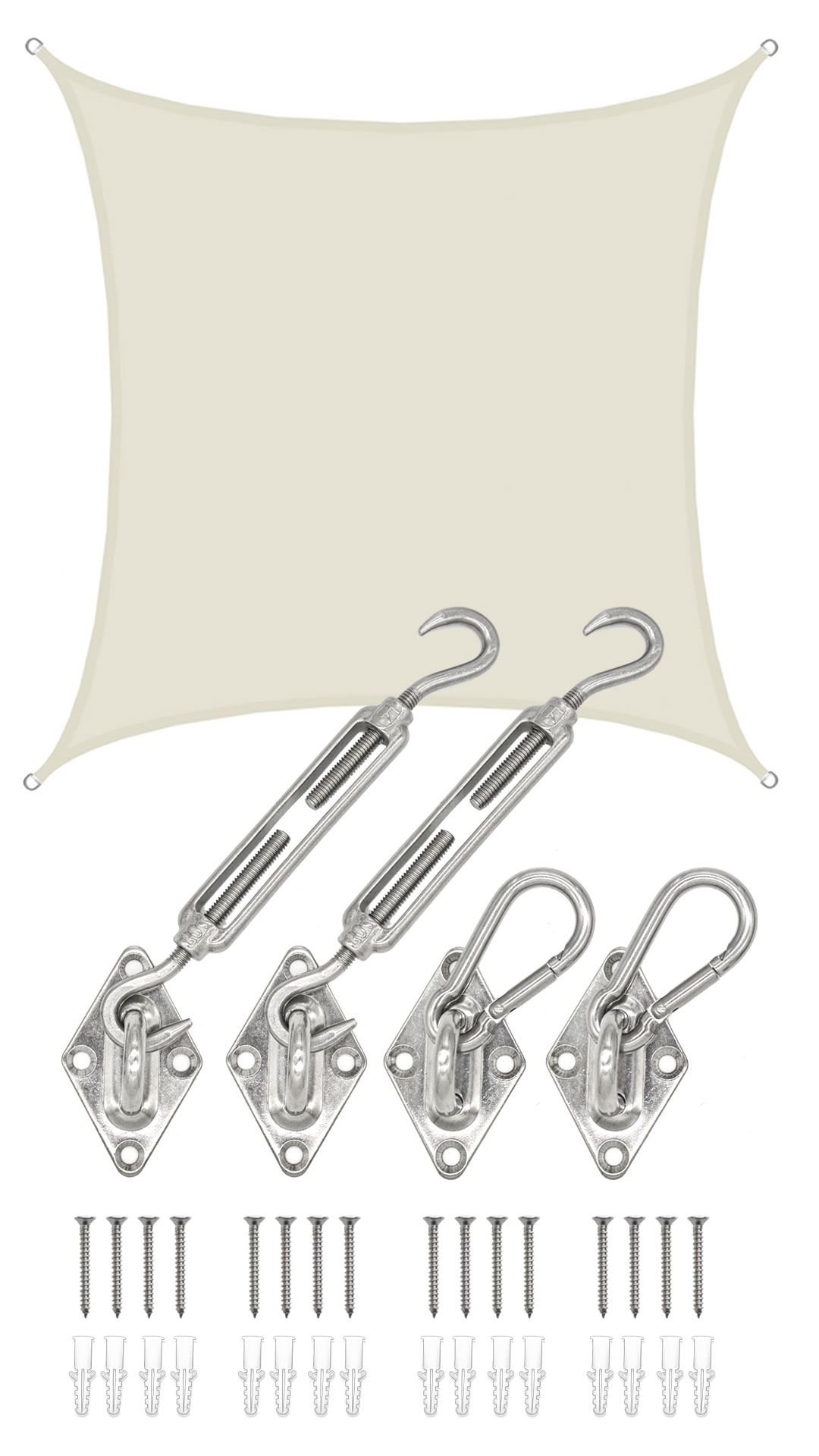 AMANKA 4x4 Wasserdichtes Beige Sonnensegel mit Befestigung