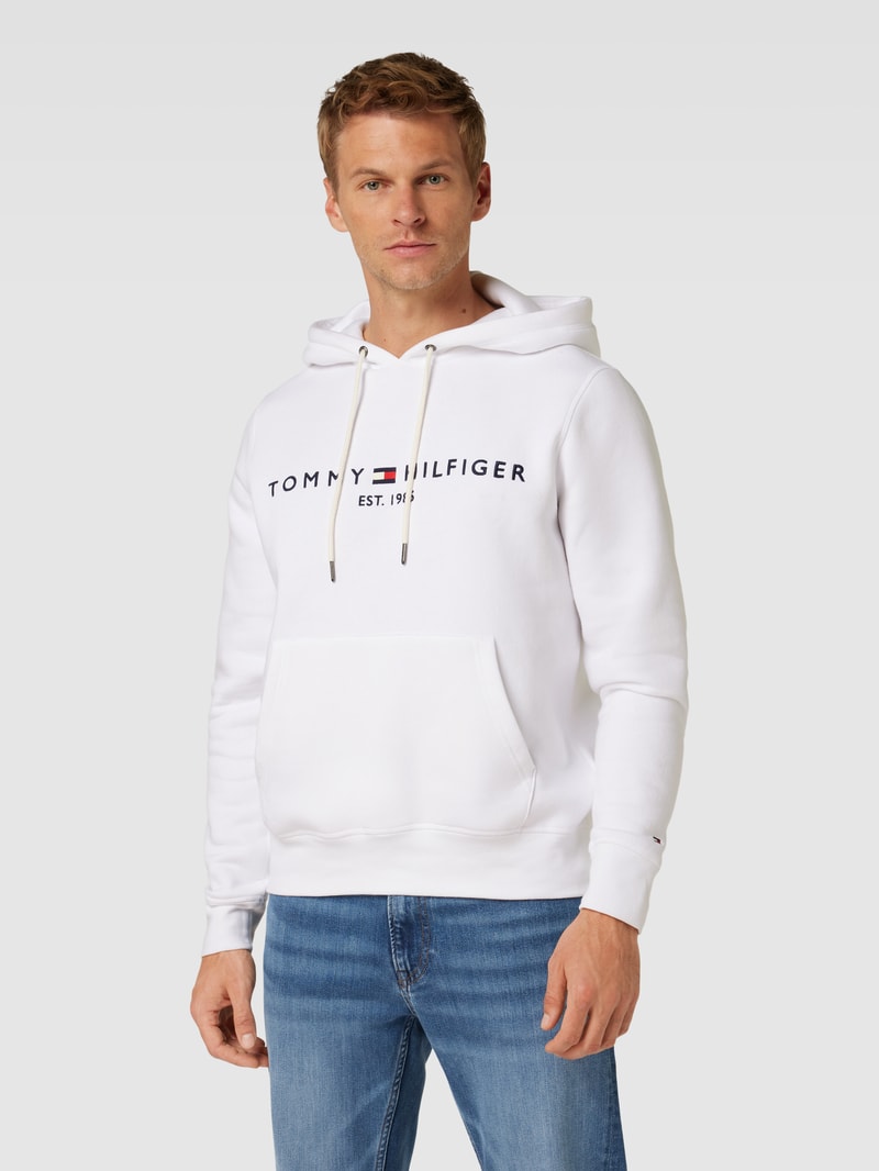 Hoodie mit Label-Stitching in weiß