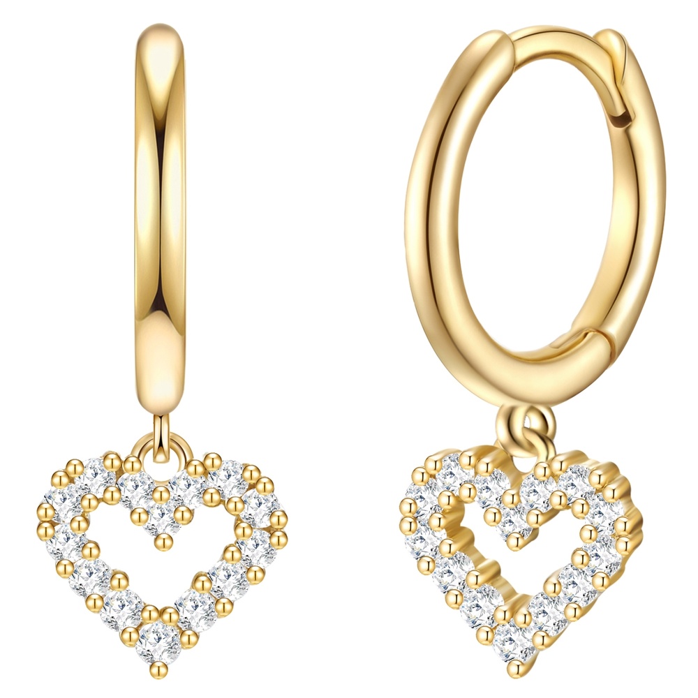 Glanzstücke München Créoles en argent Coeur Argent sterling Oxyde de zirconium (CZ) en Or jaune Boucles d'oreilles