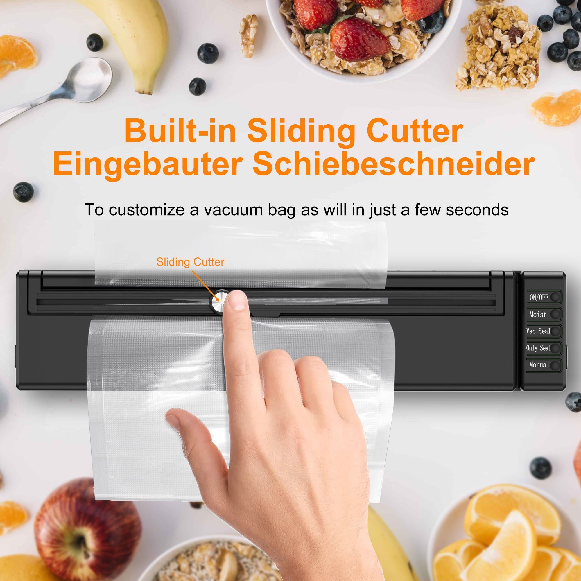 Tisoutec Vakuumierer Vakuumierer Folienschweißgerät Trockene Feuchte Lebensmittel Va, kuumiergerät Automatisch mit Anzeigelampe und Cutter,5 Vakuumbeutel