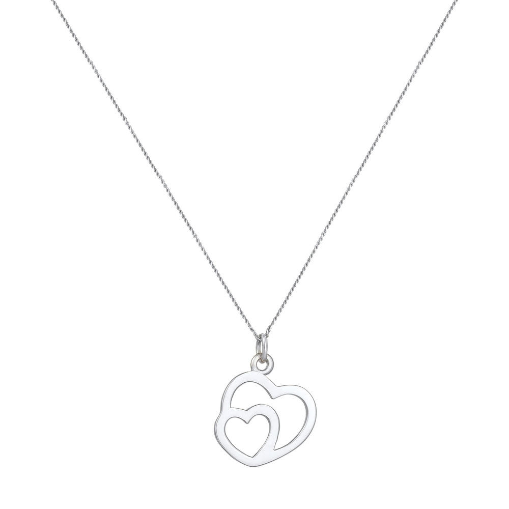 Elli Elli Collier Pendentif Femme Cœur Simple Connecté en Argent massif 925 Bijoux
