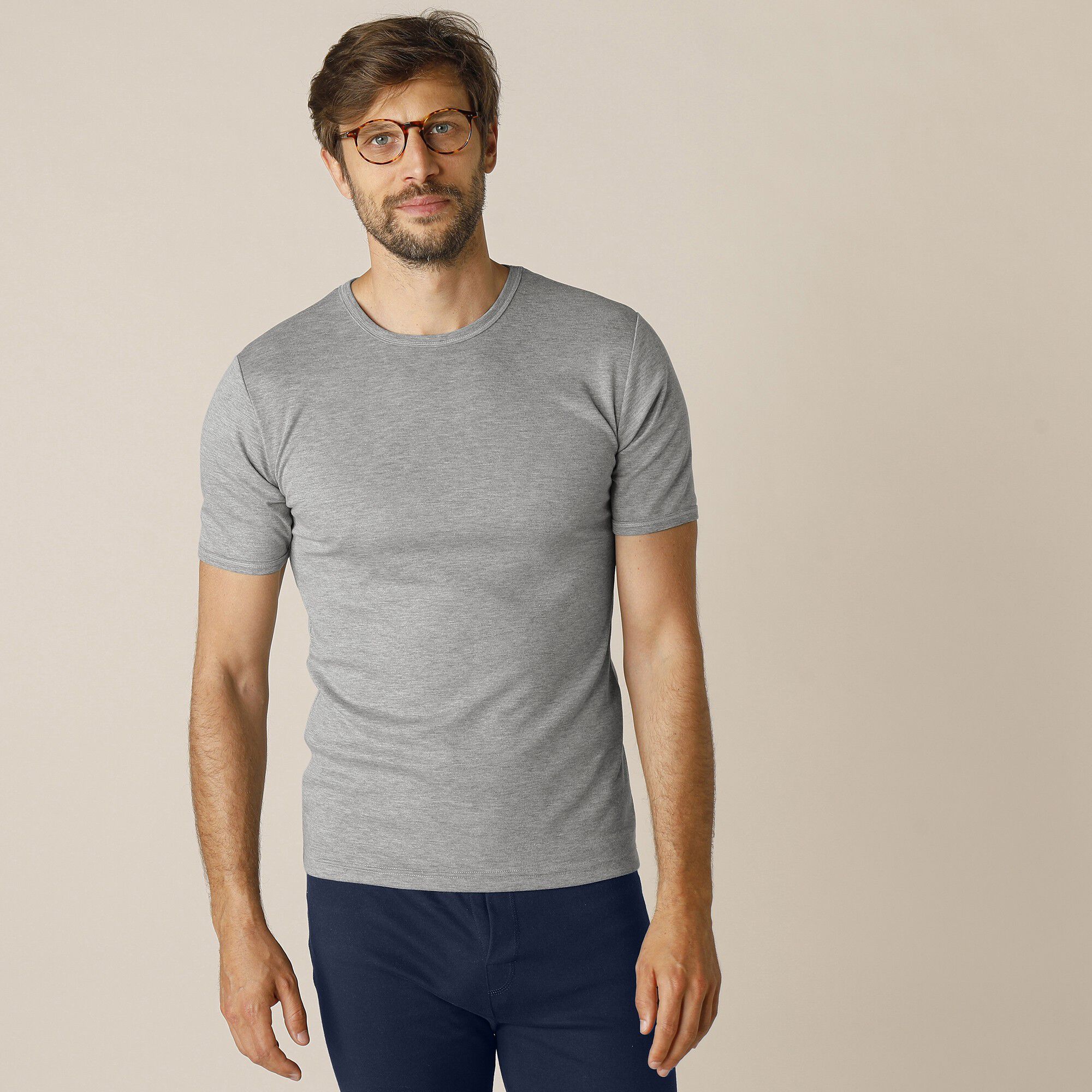 Tee-shirt sous-vêtement homme col rond manches courtes polyester