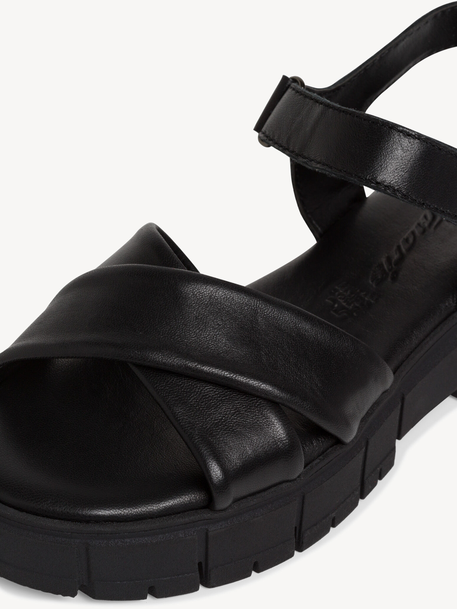 Sandale à talon en cuir - noir