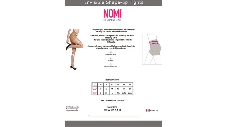 NO-MI Damen figurformende Feinstrumpfhose Inivisible Shape 15 DEN nude