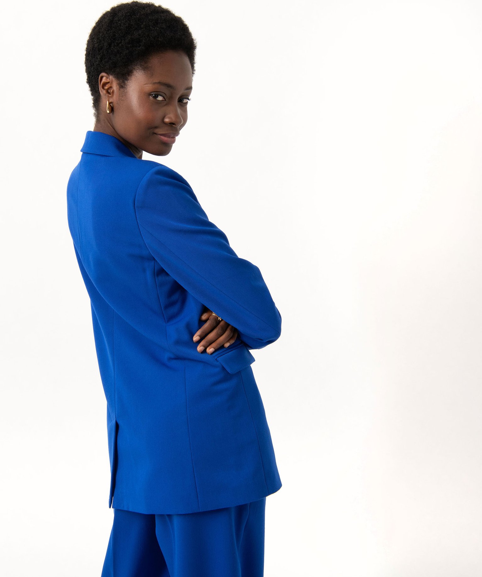 Veste de costume fermeture croisée femme bleu | GEMO