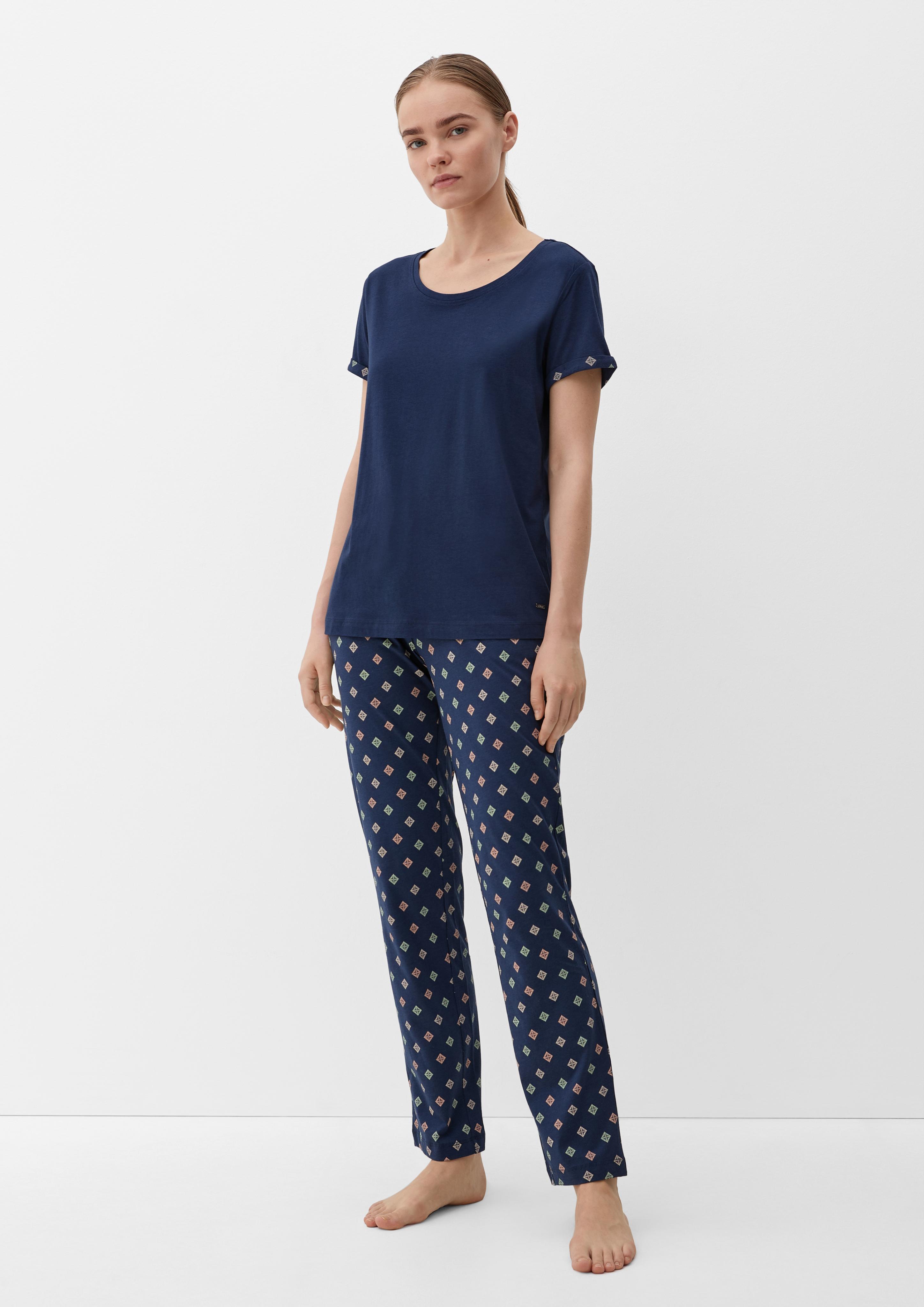 Pyjama-Shirt mit fixiertem Armumschlag  6008356-5865
