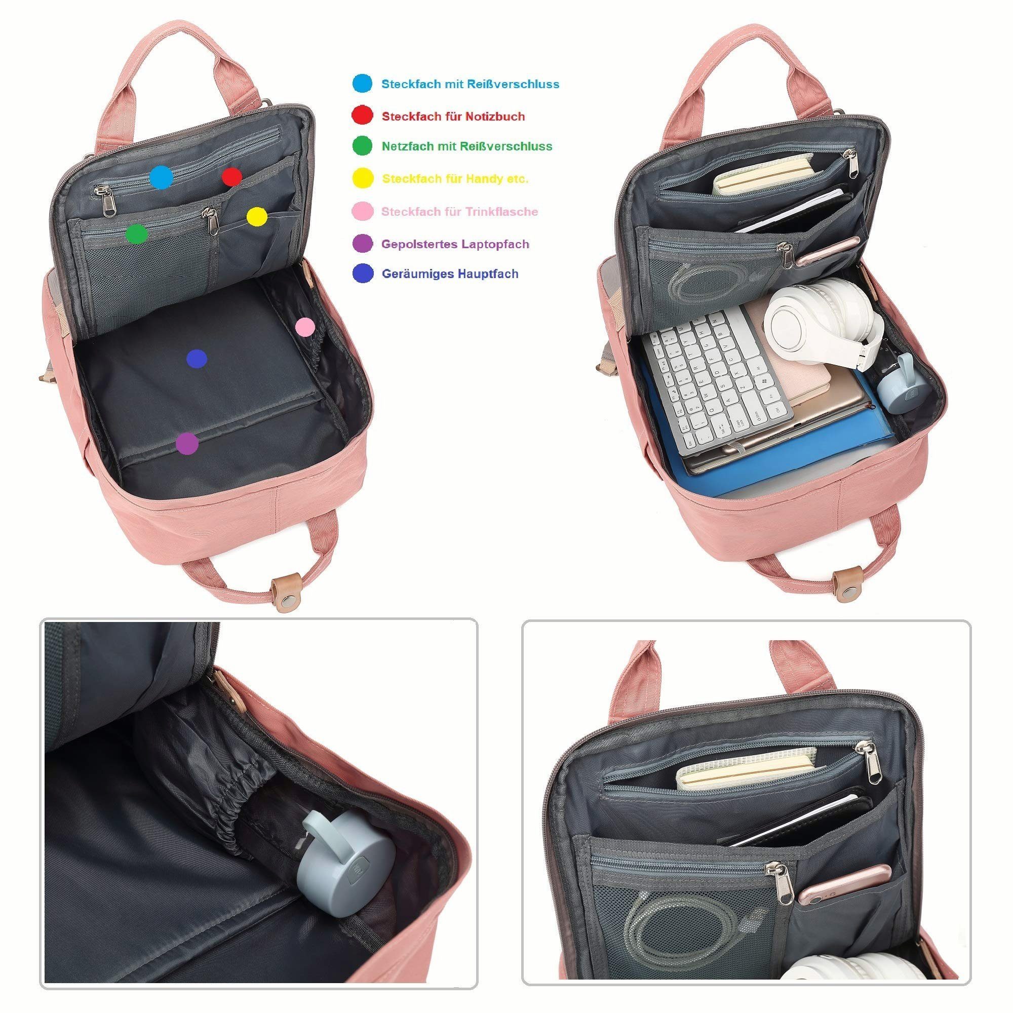TAN.TOMI Freizeitrucksack (Rucksack mit großem Fassungsvermögen, Multifunktionaler Reiserucksack, Freizeitrucksack, Schulrucksack, Rucksack mit Computerfach, Hochwertiger Fashion Rucksack, Herren Rucksack), Rucksack Damen groß,modern Schulrucksack,Bu
