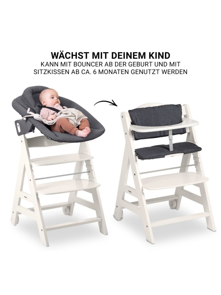 Hauck Beta Plus White 5-tlg. Newborn Set - Hochstuhl   2in1 in weiss,grau günstig kaufen onesize