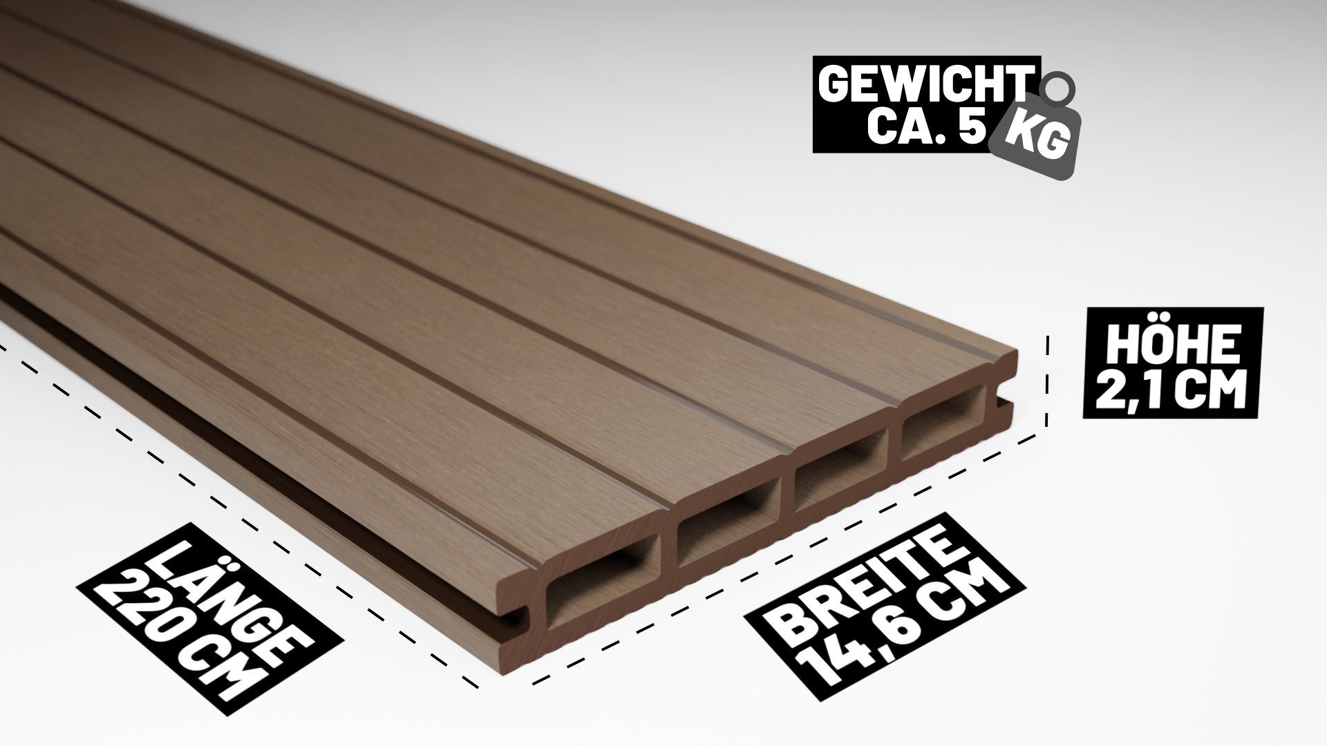 Endorphin Terrassendielen ® 16m² Braun WPC Terrassendielen Komplettset
