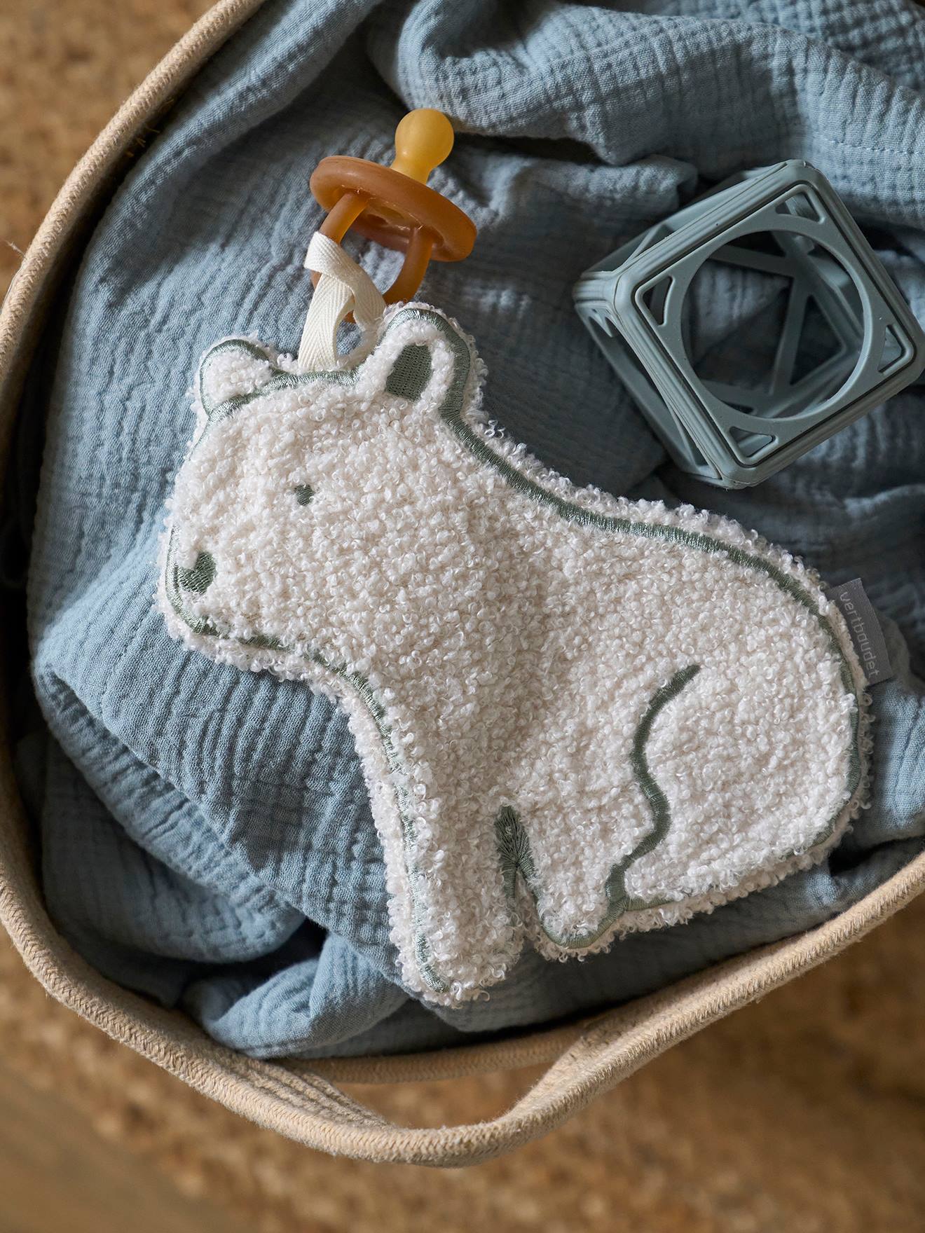 Vertbaudet Baby Schnullerkette mit Eisbär - wollweiß