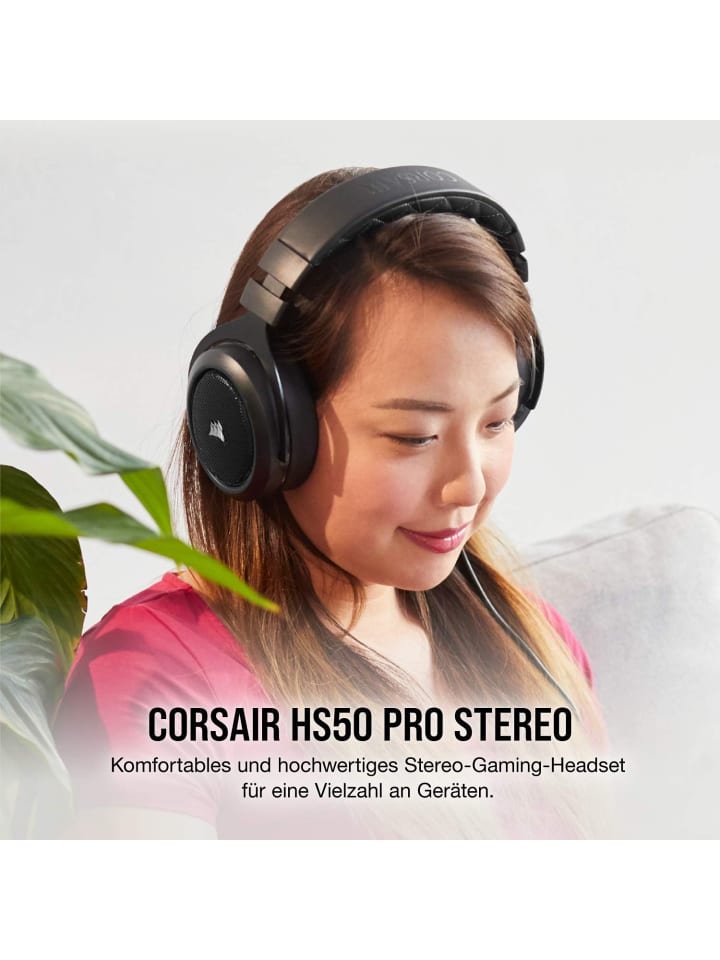 Corsair Corsair HS50 Pro Stereo Gaming Headset (Anpassbare Memory-Schaumstoff in Schwarz günstig kaufen onesize