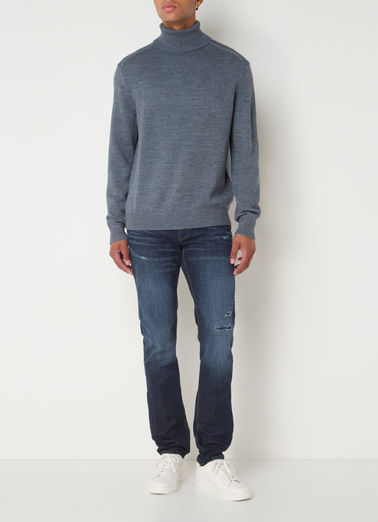 Armani Exchange Fine-knit sweater in wool blend with turtleneck