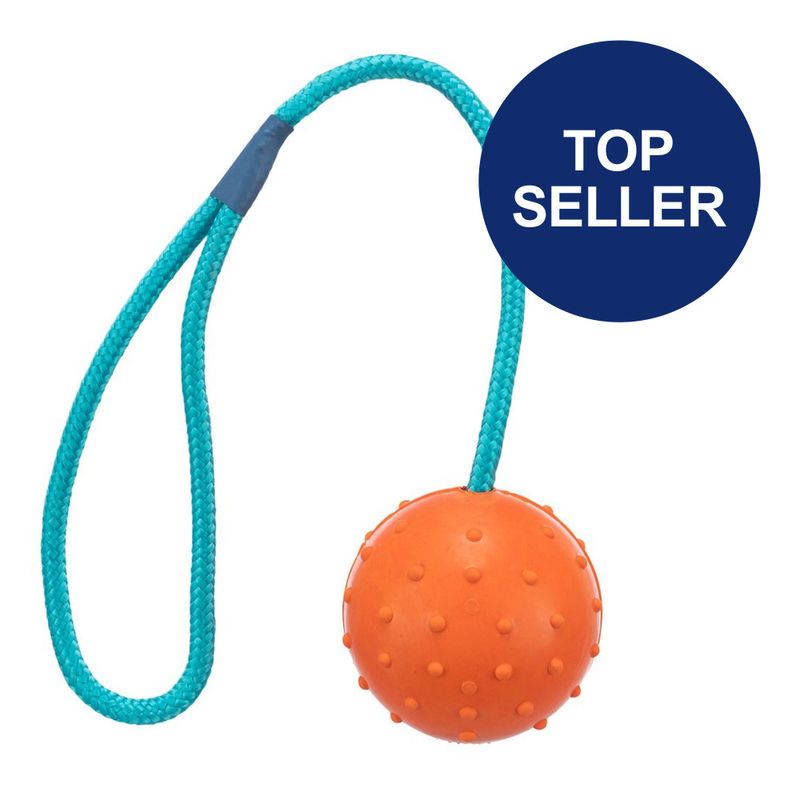 Trixie Hundespielzeug Gummiball mit Schnur