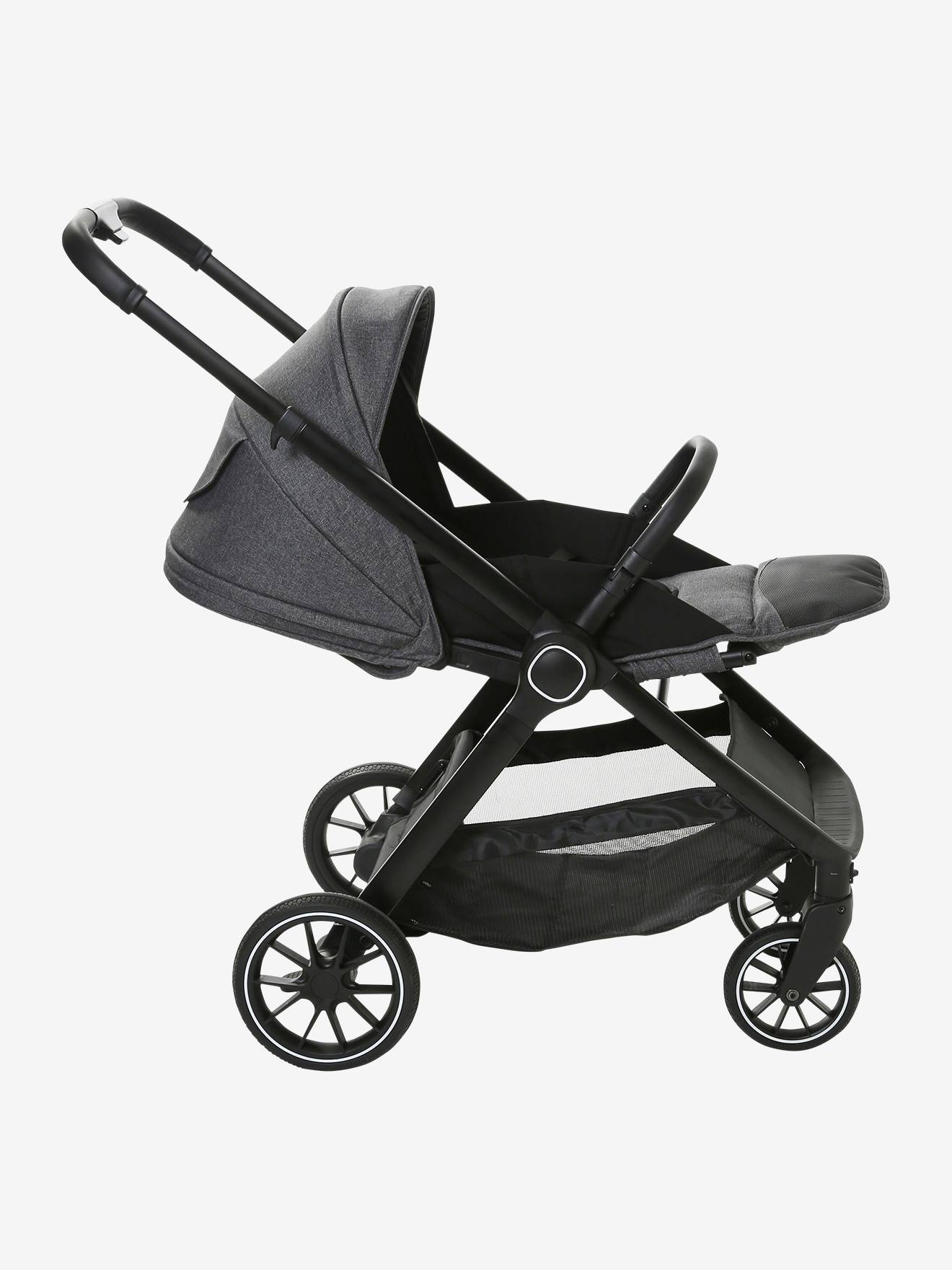 Vertbaudet Kombi-Kinderwagen AURIGA mit Babyschale & Babywanne - schiefergrau