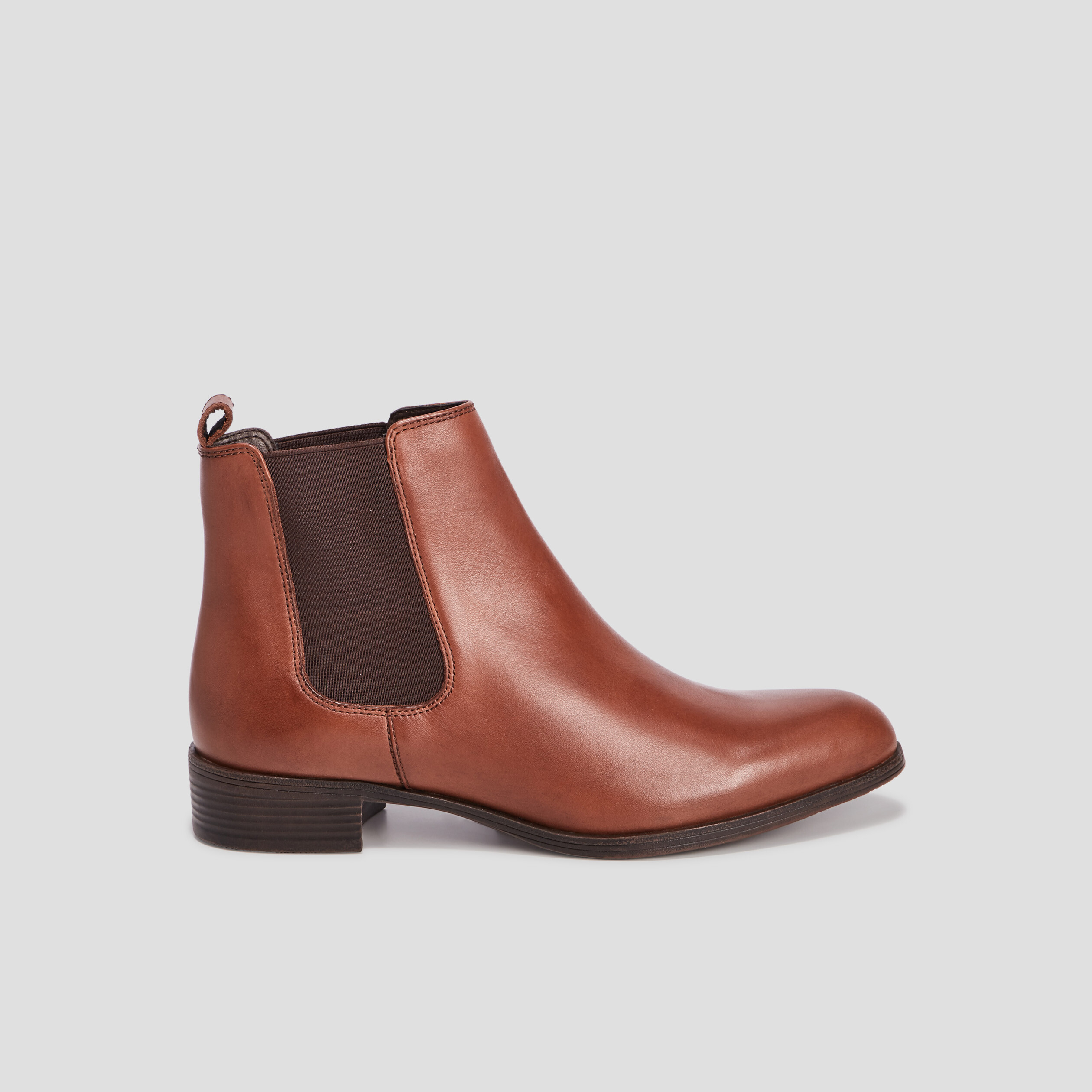 Bottines chelsea en cuir marron femme | La Halle