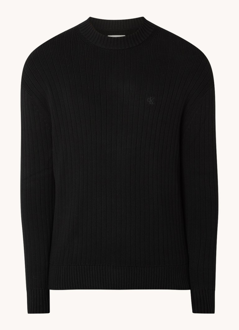 Maglione Calvin Klein Linear a maglia fine con logo