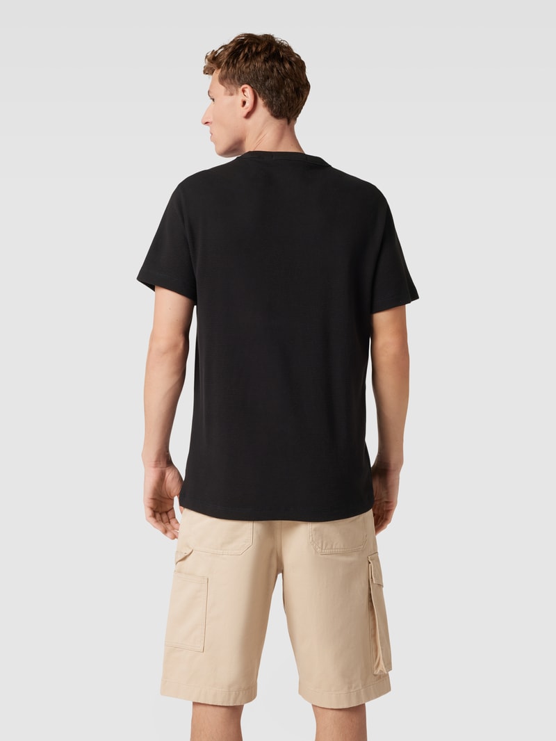 T-Shirt aus Baumwolle mit Strukturmuster Modell 'WAFFLE' in black