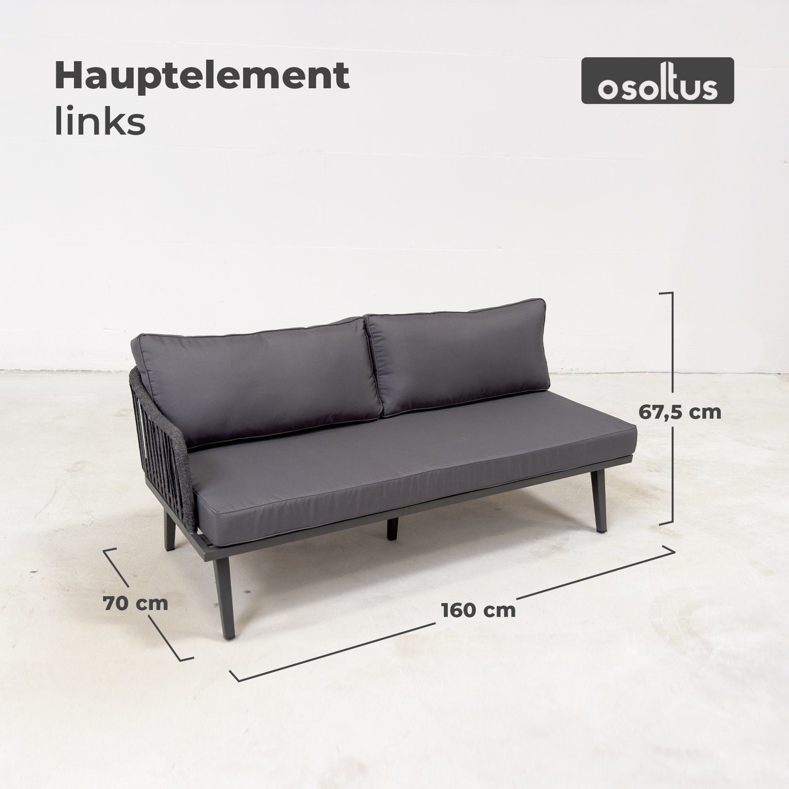 osoltus Gartenlounge-Set osoltus Rope Gartenmöbel Eckgruppe 4 tlg anthrazit