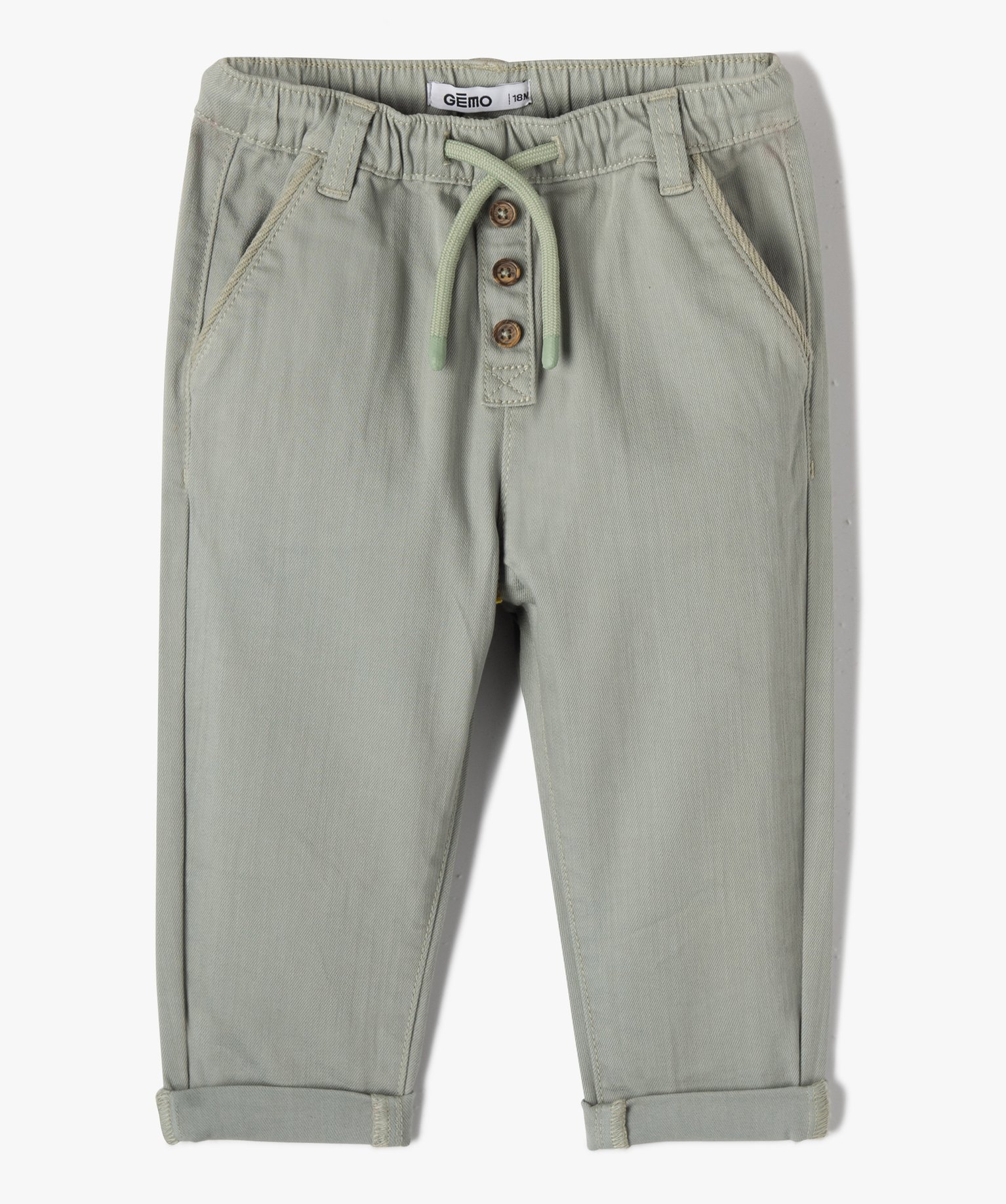 Pantalon bébé Garçon en denim coloré vert clair | GEMO