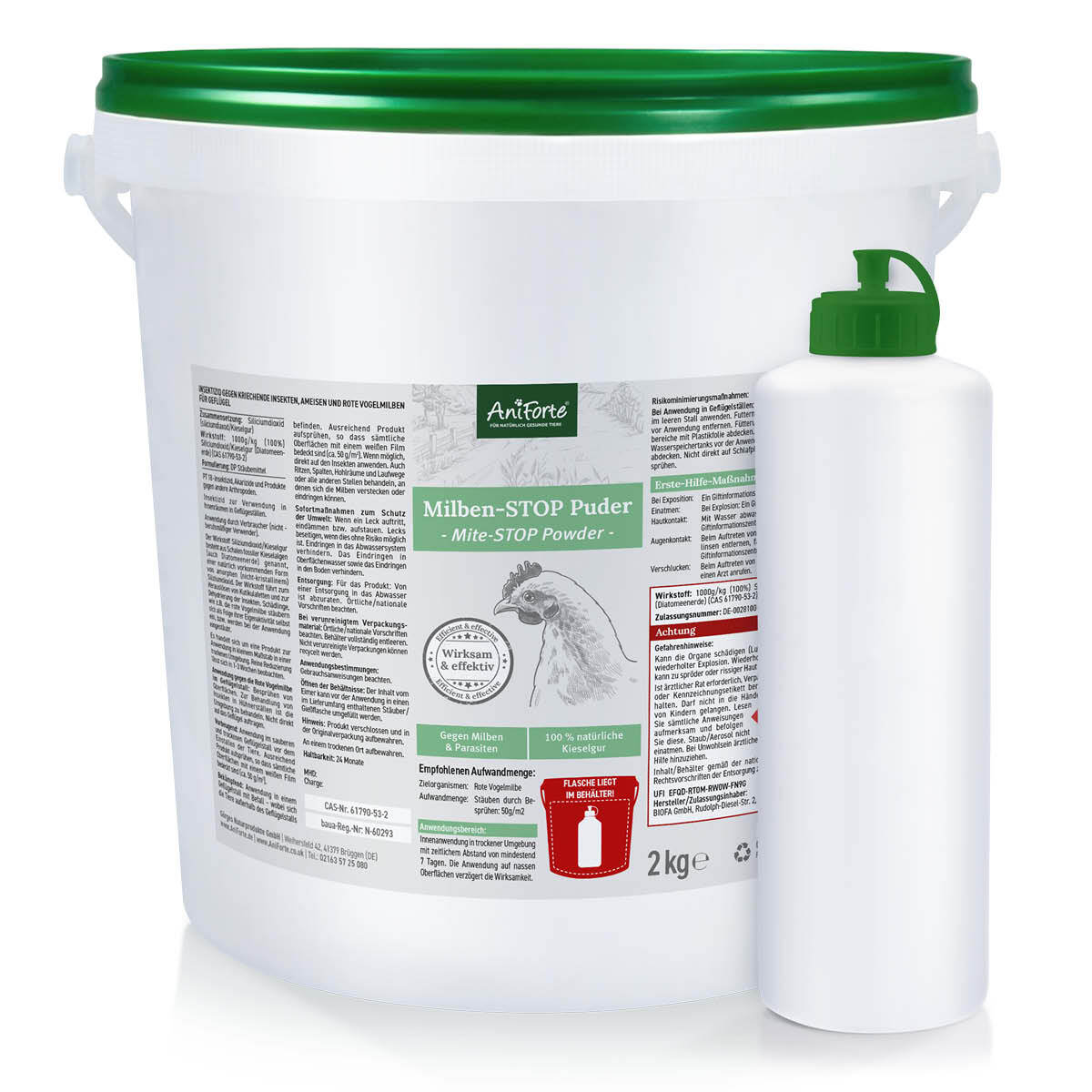 Aniforte Zubehör Aniforte Milben STOP Kieselgur inkl. Stäuberflasche 2kg