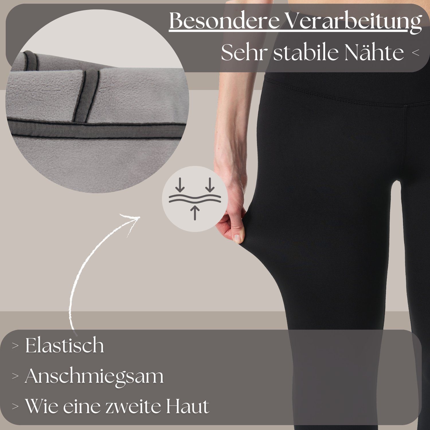 Frentree Thermoleggings Übergößen Damen mit Fleece Gefütterte Thermo Leggins Plus Size für Winter High Waist Strumpfhose Kuschelig Warm Elastisch Sport