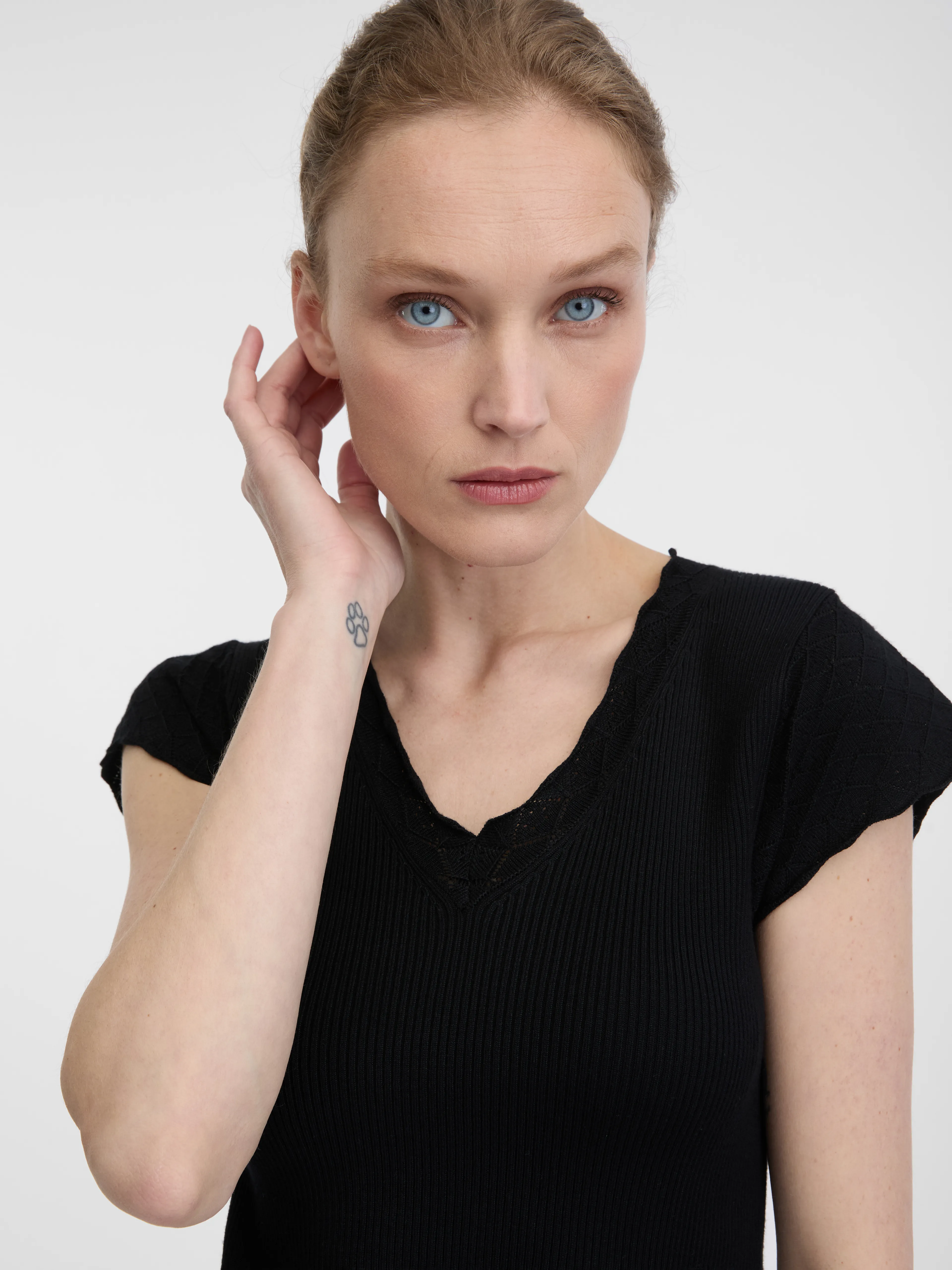 Schwarzes Damen Kurzarm-T-Shirt ORSAY