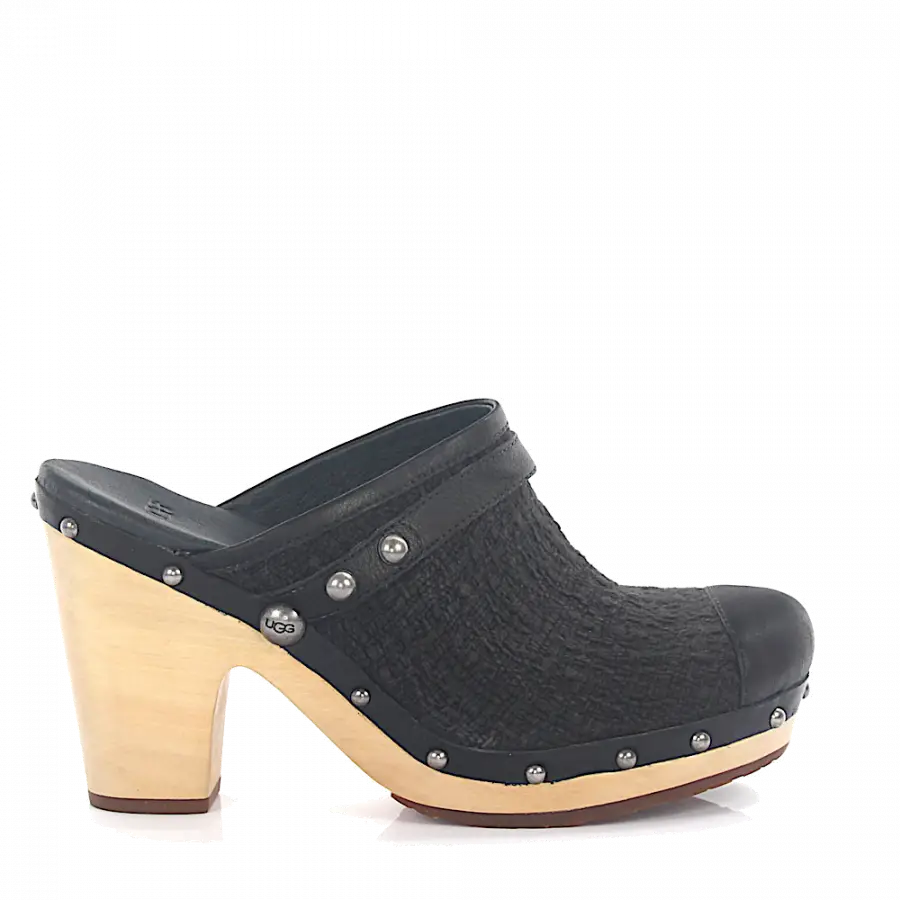 UGG - Pantoletten Lammleder - schwarz