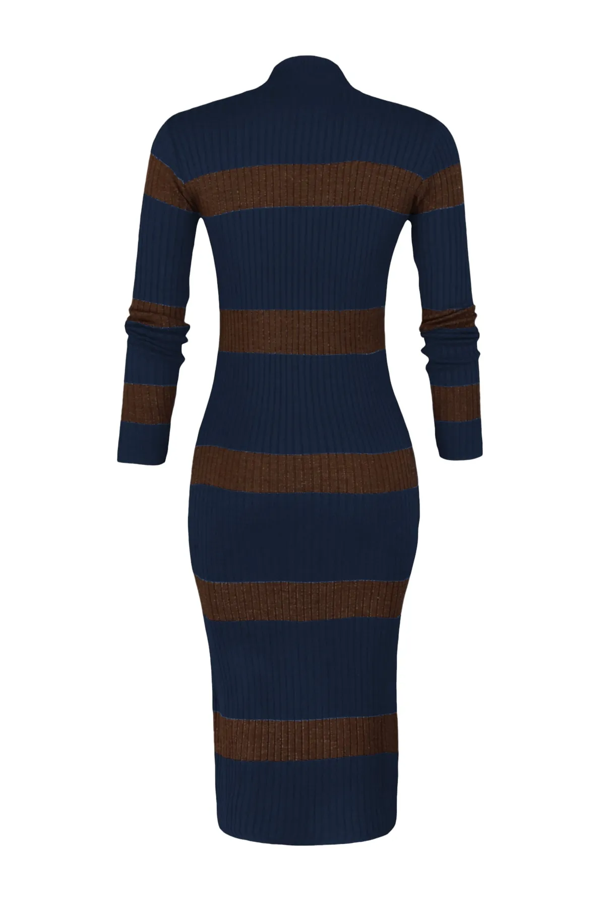 Trendyol Collection  Marineblau Marineblaues Midi-Strickkleid mit hohem Kragen TWOAW23EL00226 Kleid TWOAW23EL00226