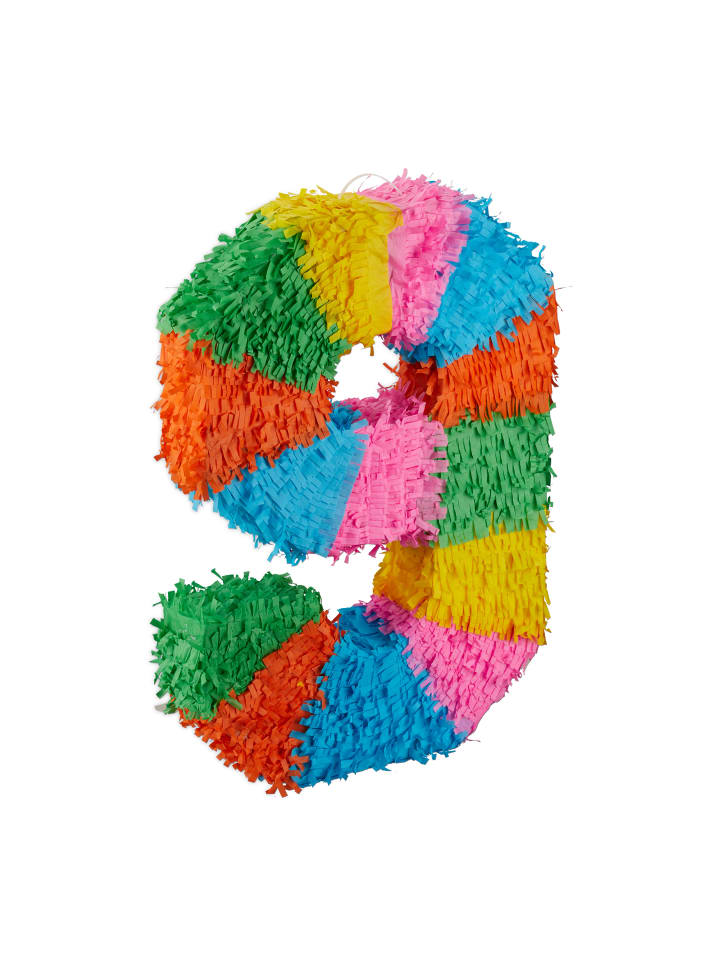 relaxdays Pinata Zahl 9 in Bunt günstig kaufen onesize
