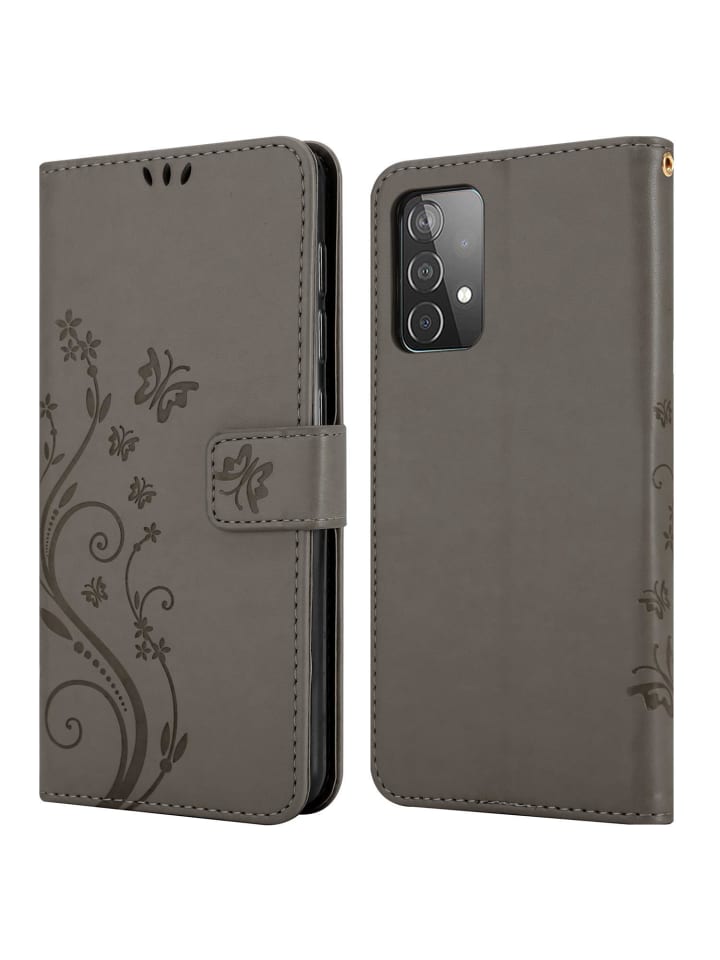 cadorabo Hülle für Samsung Galaxy A52 (4G/ 5G)/A52s in FLORAL GRAU günstig kaufen onesize