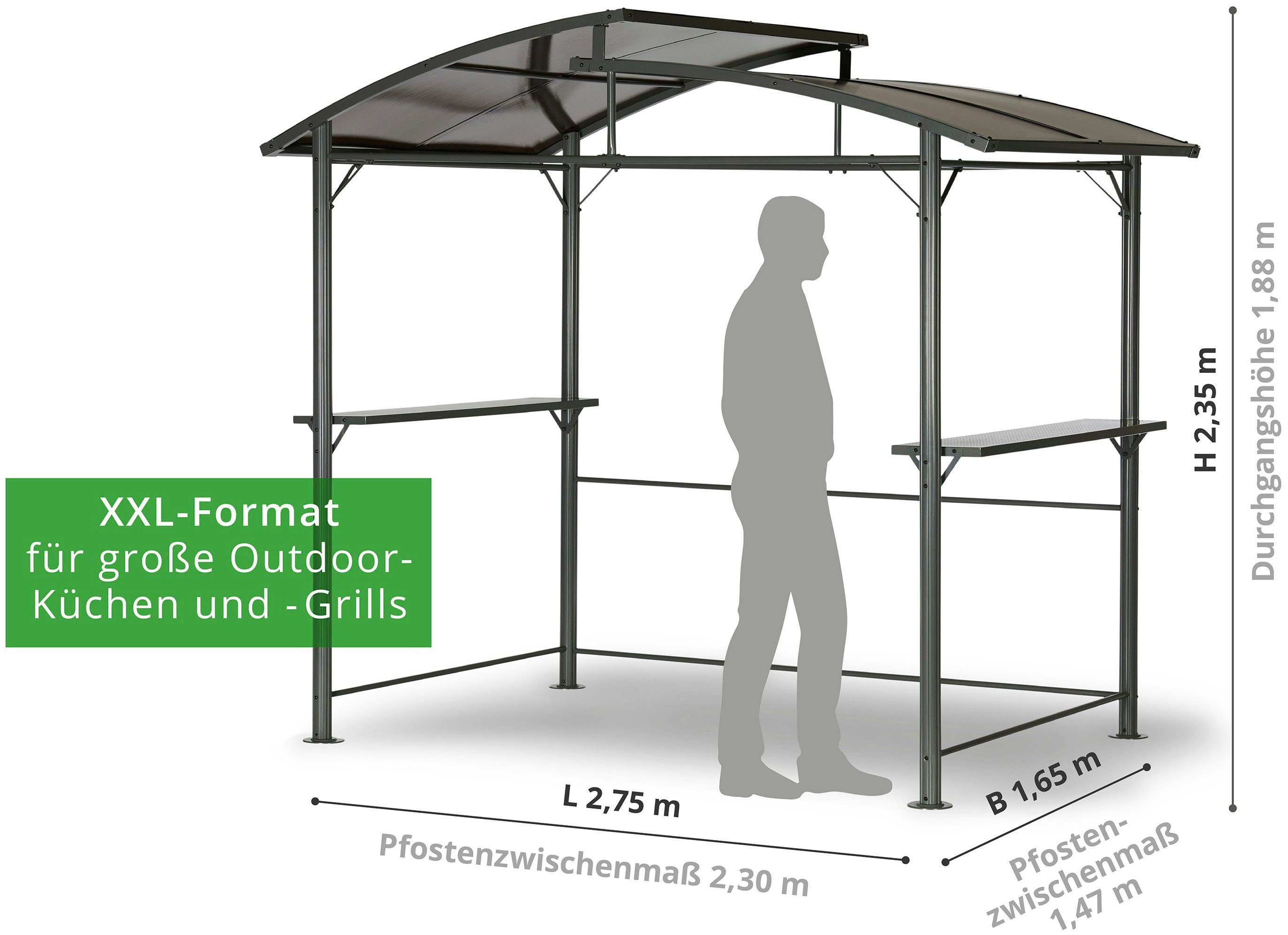 Leco Grillpavillon Profi, anthrazit mit Polycarbonat-Dach