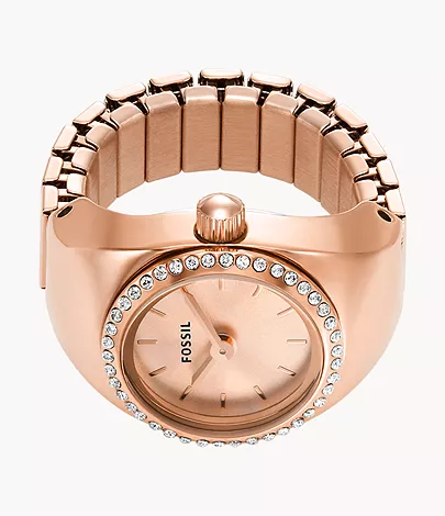 Fossil Ringuhr 2-Zeiger-Werk Edelstahl roségoldfarben