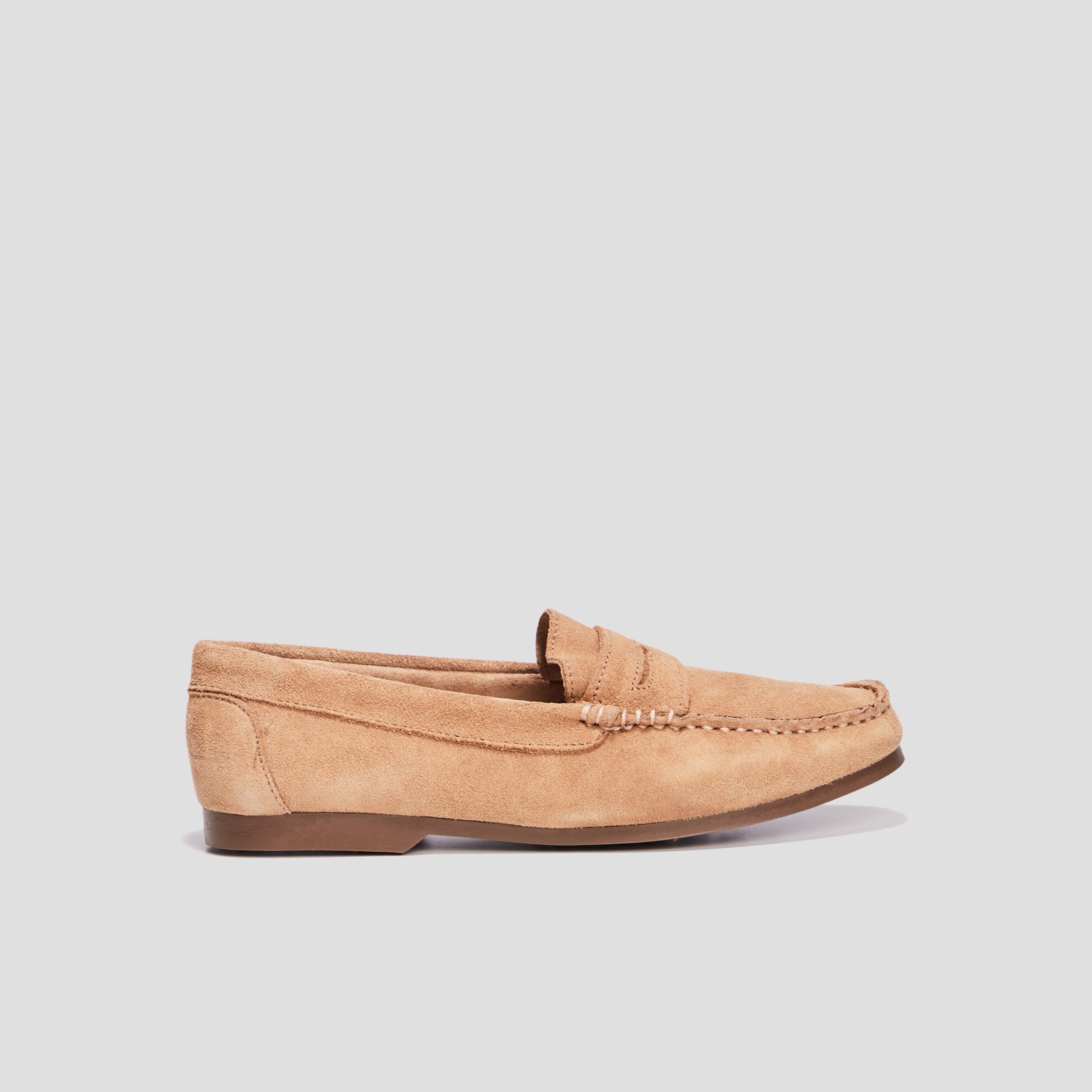 Mocassins aspect suédine en cuir beige femme | La Halle